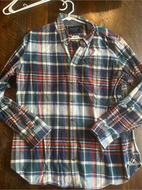 Joules Men's Plaid Button-Down Shirt in Navy, Green & White with Red Accents